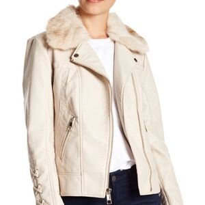 NWT GUESS FAUX FUR & LEATHER MOTO JACKET
